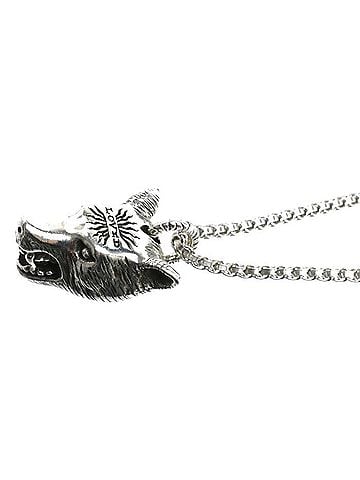 Gucci GUCCI Sterling Silver 925 Anger Forest Wolf Head Necklace 27.5g 50.5cm 56cm Men's (view 2)
