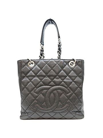 Chanel CHANEL A20994 Caviar PST Tote Bag, Black with Silver Hardware, Women's (view 1)