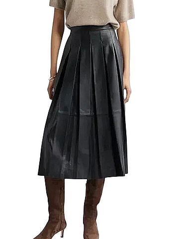 Nordstrom Nordstrom Midi Pleated Leather Skirt (view 1)