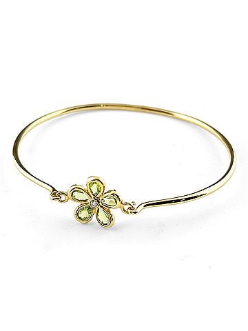 Tiffany & Co. Tiffany &amp; Co. Garden Flower Bangle, Yellow Gold (YG), Bracelet with Melee Diamonds, Peridot, and 750 Calcium, Women's. (view 1)