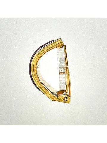 Hermès Hermes enamel earrings, cloisonné enamel, GP gold, brown, women's. (view 2)