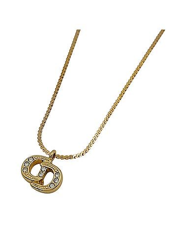 Christian Dior Christian Dior necklace CD GP rhinestone gold women's (view 1)