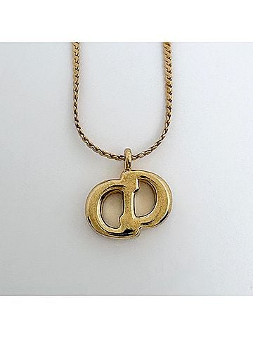 Christian Dior Christian Dior necklace CD GP rhinestone gold women's (view 2)
