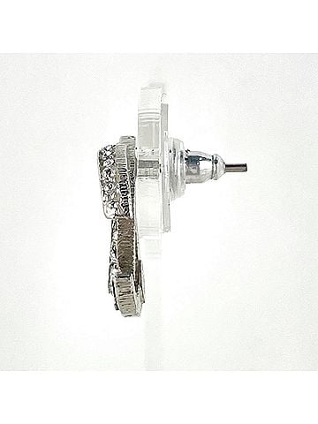 Chanel Chanel earrings, Coco Mark design, silver plated, rhinestone, women's. (view 2)