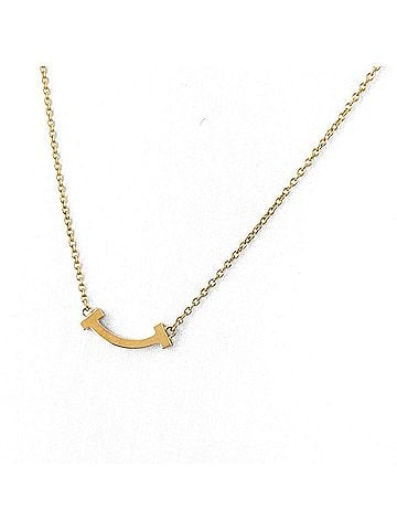 Tiffany & Co. Tiffany &amp; Co. T Smile Mini Necklace, Pink Gold (PG), Pendant 750, Women's (view 1)