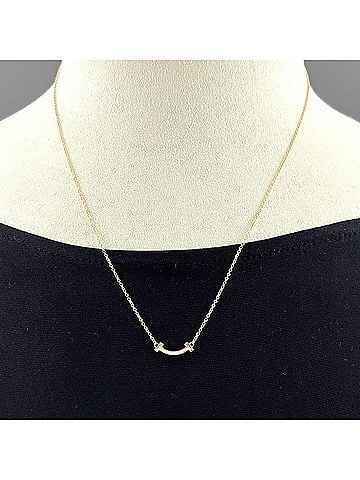 Tiffany & Co. Tiffany &amp; Co. T Smile Mini Necklace, Pink Gold (PG), Pendant 750, Women's (view 2)