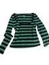 J.Crew Stripes Green Black Long Sleeve Blouse Size S - photo 1