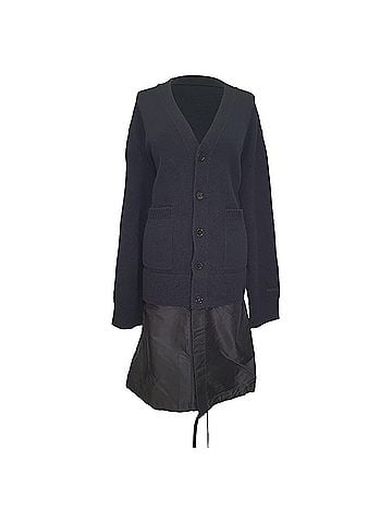 Burberry Burberry Perren Contrast Nylon Panel Cardigan In Black Wool (view 1)