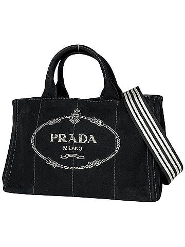 Prada Prada Canapa Tote Bag, 2-Way, Canvas, Nero (Black), 1BG642, Women's (view 1)