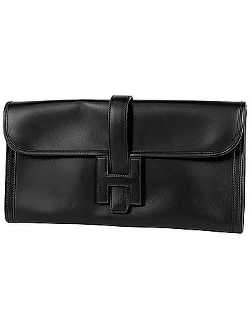 Hermès Hermes Jige Elan Clutch Bag Swift Leather Black ?K Women's (view 1)