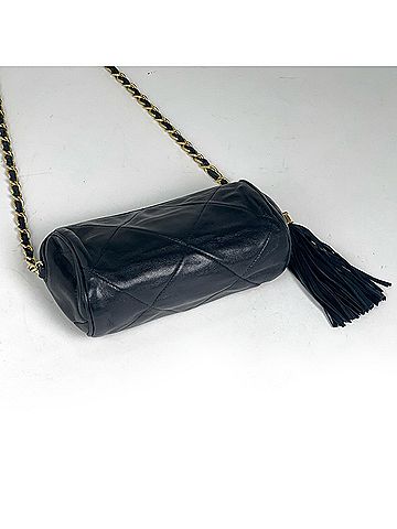 Chanel Chanel Matelassé Shoulder Bag with Coco Mark and Fringe, Leather, Navy, Women's (view 2)