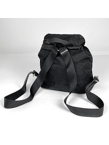 Prada Prada PRADA Backpack with Logo Plate, Nylon, Nero (Black), Women's (view 2)