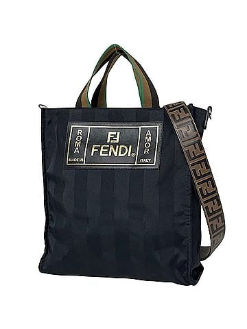 Fendi Fendi FENDI Tote Bag, Pecan Pattern, 2-Way, Nylon, Black, 7VA454, Women's (view 1)