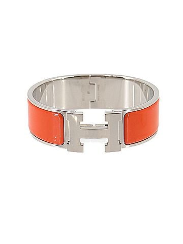Hermès Hermes Clic Clac H Bangle, Orange, Silver Hardware (view 1)