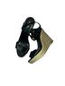 Michael Kors 100% Leather Stripes Black Tan Wedges Size 10 - photo 1