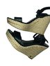 Michael Kors 100% Leather Stripes Black Tan Wedges Size 10 - photo 4