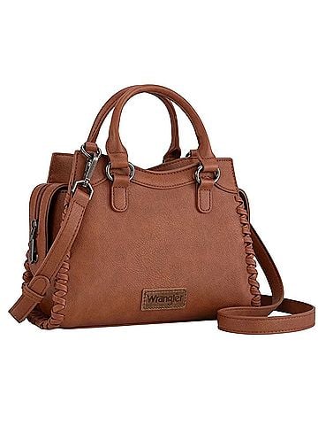 Montana West Wrangler Carry All Whipstitch Leather Satchel (view 1)
