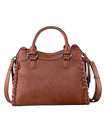 Montana West Wrangler Carry All Whipstitch Leather Satchel (view 2)