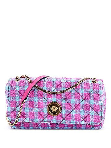Versace Medusa Icon Chain Flap Bag Quilted Tweed East West (view 1)