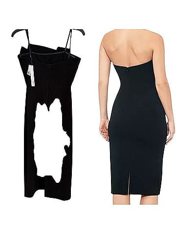 Aqua Asymmetric Woven Detail Strapless Midi Dress Cocktail Dress (view 2)