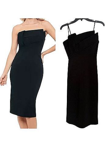 Aqua Asymmetric Woven Detail Strapless Midi Dress Cocktail Dress (view 1)