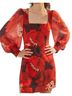 Hutch 97% Polyester 3% Spandex 100% Polyester 100% Polyester Floral Red Cocktail Dress Size 8 - photo 2
