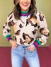 THML Animal Print Multi Color Pullover Sweater Size XS - photo 4