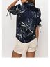 Hutch Floral Blue White Short Sleeve Blouse Size L - photo 5