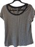 Anthropologie Stripes Black White Short Sleeve Blouse Size M - photo 1