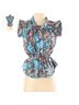 Madison Marcus 100% Silk Graphic Blue Brown Short Sleeve Blouse Size XS - photo 4