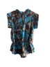 Madison Marcus 100% Silk Graphic Blue Brown Short Sleeve Blouse Size XS - photo 2