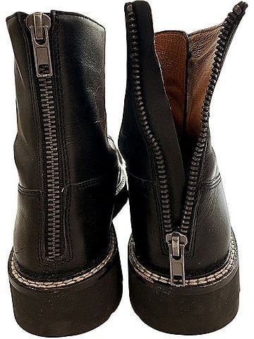 Madewell Black Leather Lace-Up Platform Combat Boots Boots (view 2)