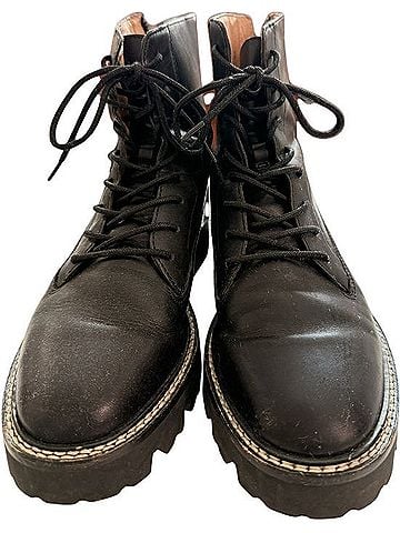 Madewell Black Leather Lace-Up Platform Combat Boots Boots (view 1)