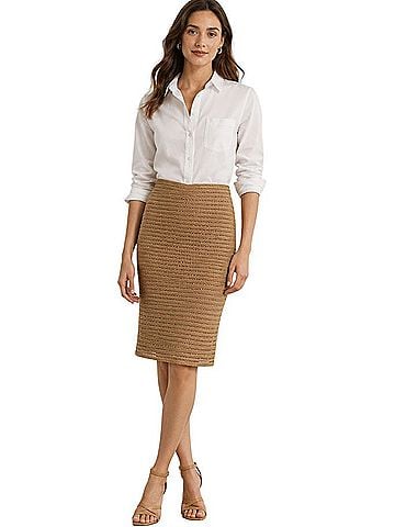 Lauren by Ralph Lauren Metallic Cotton-Blend Knit Pencil Skirt Casual Skirt (view 2)