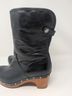 Ugg 100% Leather Solid Black Boots Size 8 - photo 5