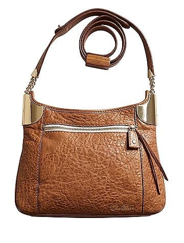 Tre Vero Cognac Brown Pebbled Hobo Leather Shoulder Bag (view 1)