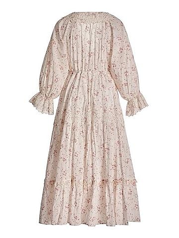 byTiMo Floral Slub Eyelet Trim Midi Dress Casual Dress (view 2)