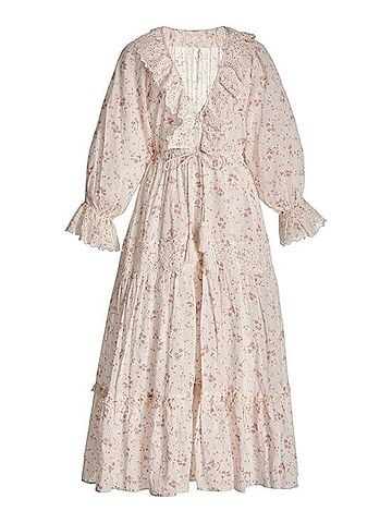 byTiMo Floral Slub Eyelet Trim Midi Dress Casual Dress (view 1)