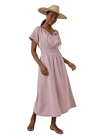 Pact Organic Coastal Double Gauze Boho Midi Dress Casual Dress (view 1)
