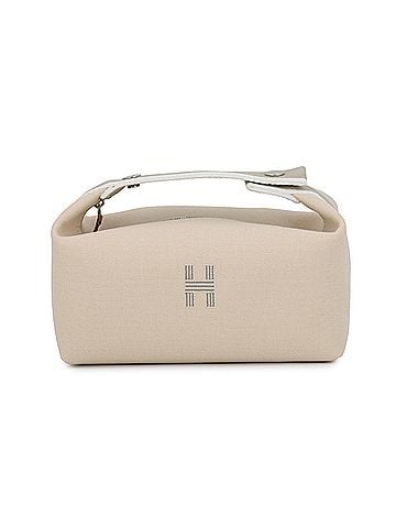 Hermès Hermes handbag pouch Bride à Black PM beige canvas HERMES (view 1)