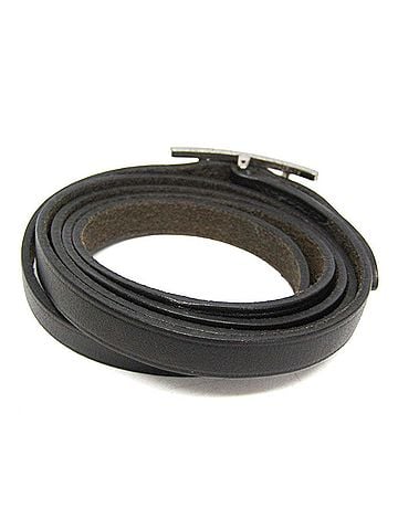 Hermès Hermes Hapi 4-row Bracelet Choker Leather,Metal Bangle Silver,Black (view 2)