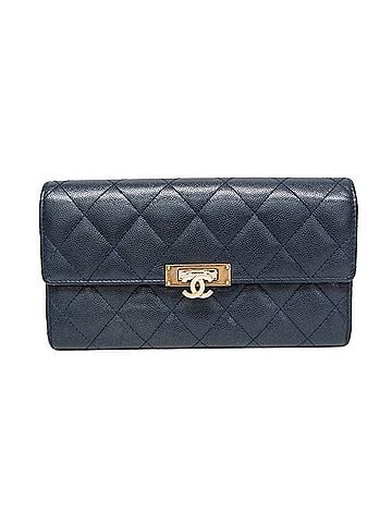 Chanel Chanel Matelasse Coco Rock A80768 Women's Grained Calfskin Long Wallet (bi-fold) Navy (view 1)