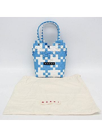 MARNI Marni Kids Line Diamond Basket Bag Girls,Women Polypropylene,Leather Handbag Light Blue,White (view 2)