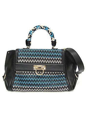 Salvatore Ferragamo Salvatore Ferragamo Gancini Sophia DH-21 G175 Women's Leather Handbag,Shoulder Bag Black,Blue,White (view 1)