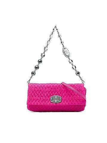 Miu Miu Matelasse Nylon Crystal Chain Satchel (view 1)