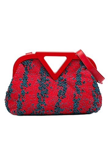 Bottega Veneta Medium Boucle Tweed The Point Triangle Satchel (view 1)