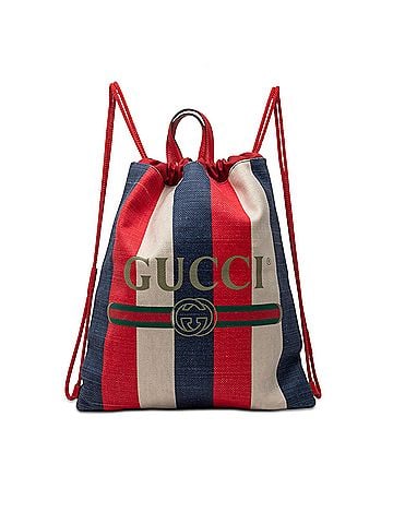 Gucci Canvas Sylvie Baiadera Web Drawstring Backpack (view 1)