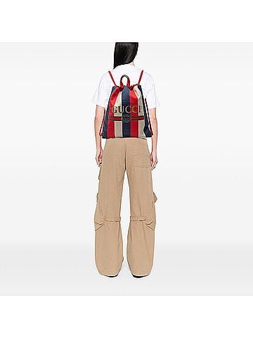 Gucci Canvas Sylvie Baiadera Web Drawstring Backpack (view 2)