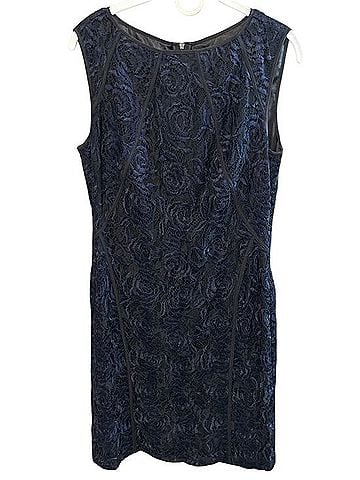 Ann Taylor Navy Blue Lace Midi Sheath Dress Cocktail Dress (view 1)