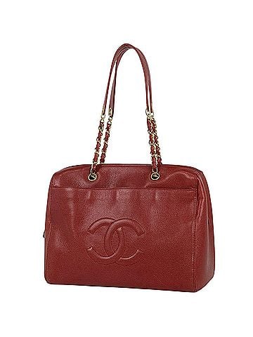 Chanel Chanel tote bag, Coco Mark, chain, caviar leather, red, women's. (view 1)